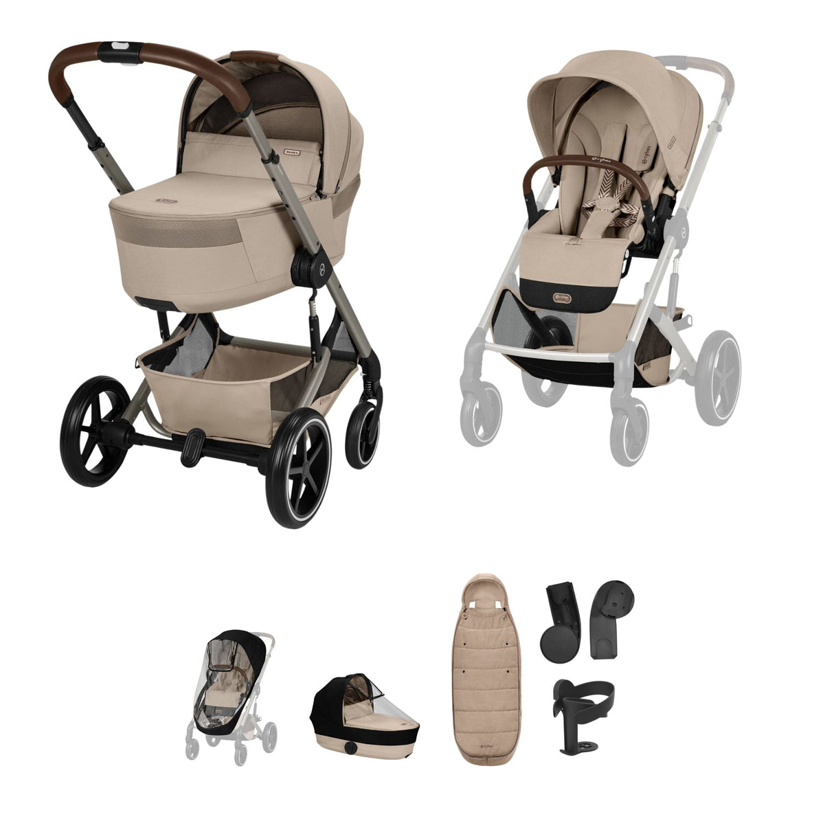 Cybex Balios + Fold Cot Accessory Bundle - Almond Beige