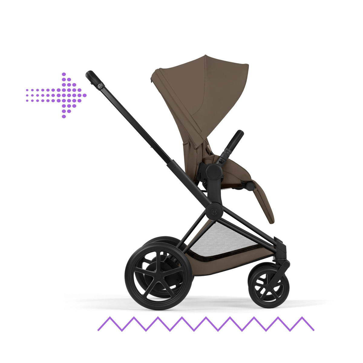 Cybex e-Priam Comfort Set (Pushchair & Carrycot) - Coconut Brown with Matt Black Frame