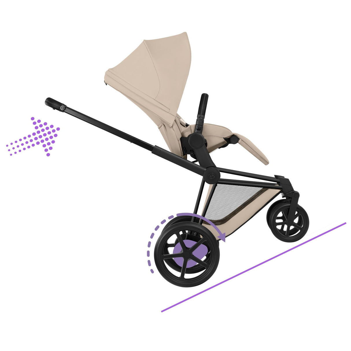 Cybex e-Priam Comfort Set (Pushchair & Carrycot) - Cozy Beige with Matt Black Frame