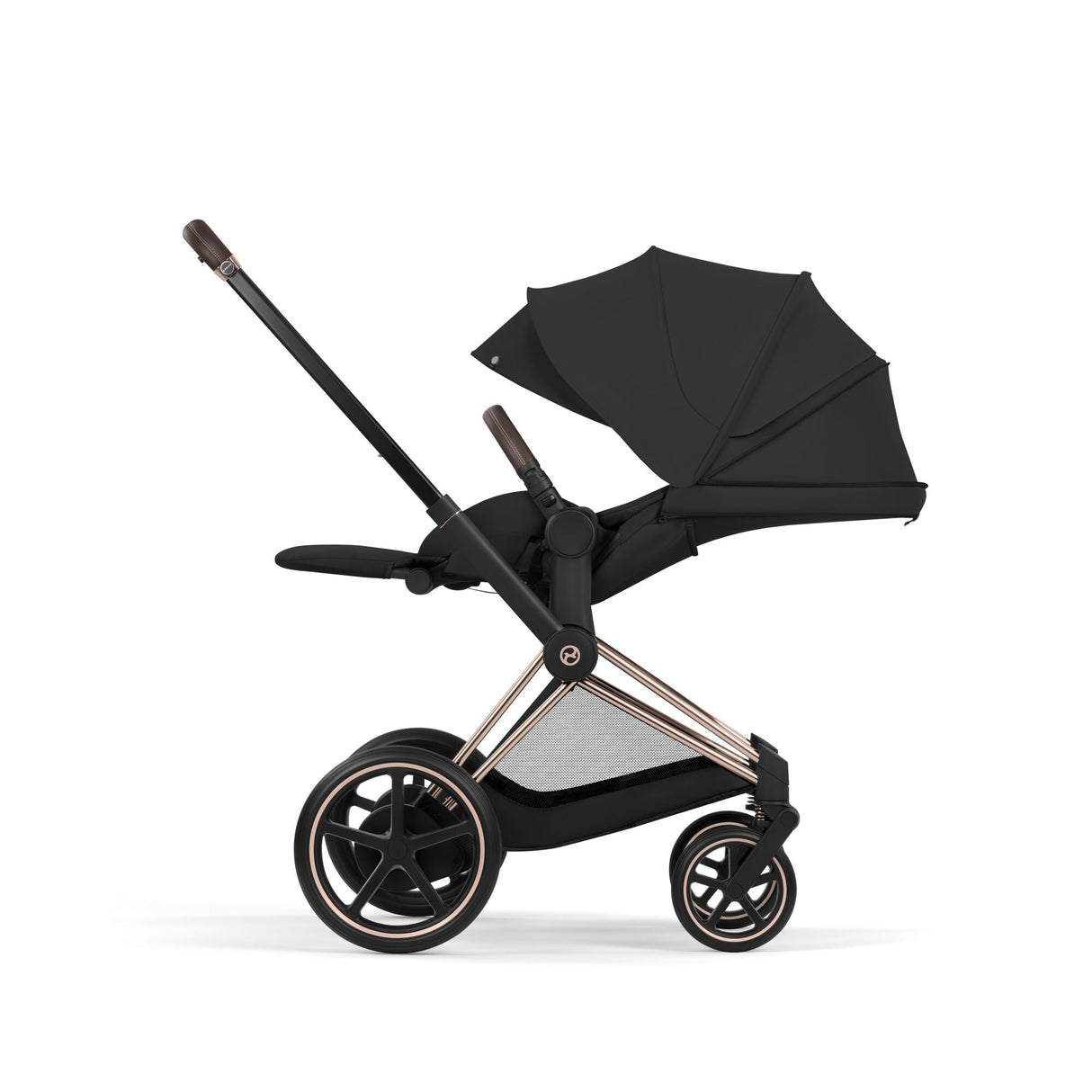 Cybex e-Priam Comfort Set (Pushchair & Carrycot) - Sepia Black with Rose Gold Frame