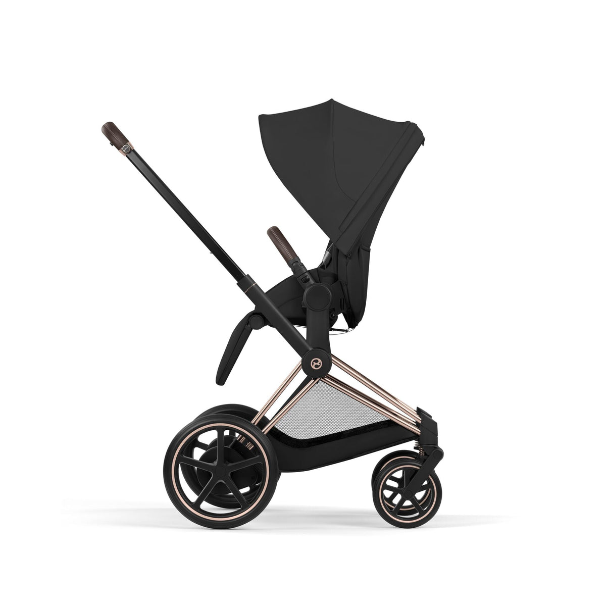 Cybex e-Priam Comfort Set (Pushchair & Carrycot) - Sepia Black with Rose Gold Frame