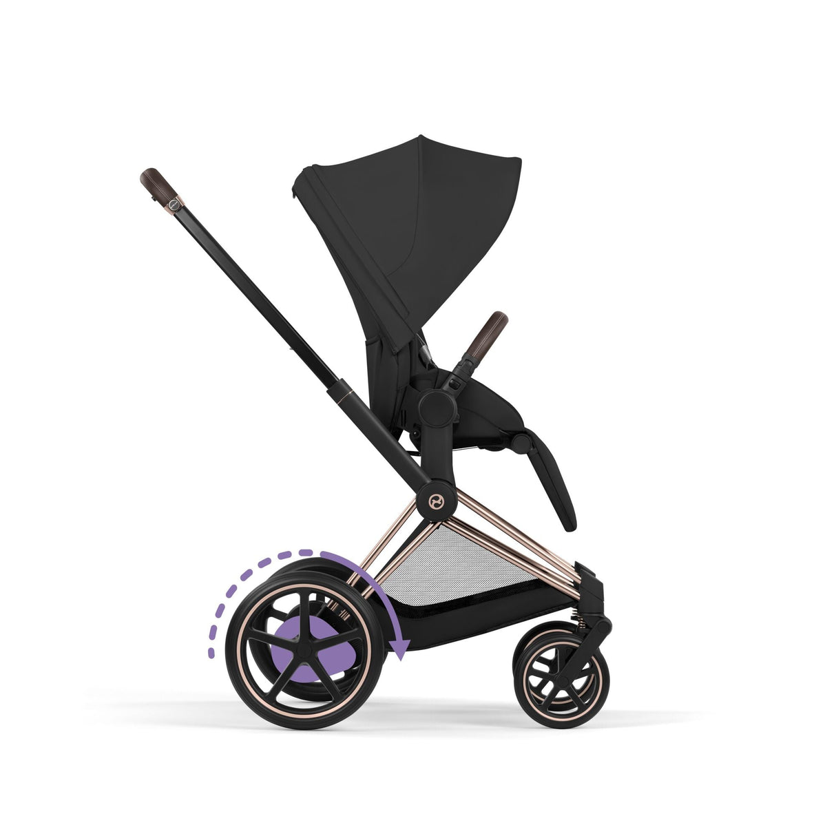 Cybex e-Priam Comfort Set (Pushchair & Carrycot) - Sepia Black with Rose Gold Frame