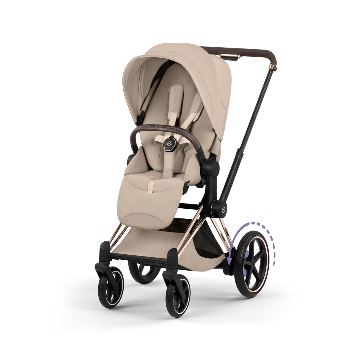 Cybex ePriam Style Pushchair - Cozy Beige with Rose Gold Frame