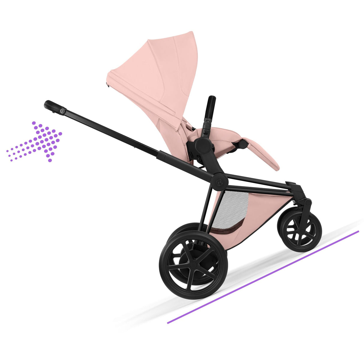 Cybex ePriam Style Pushchair - Peach Pink with Matt Black Frame