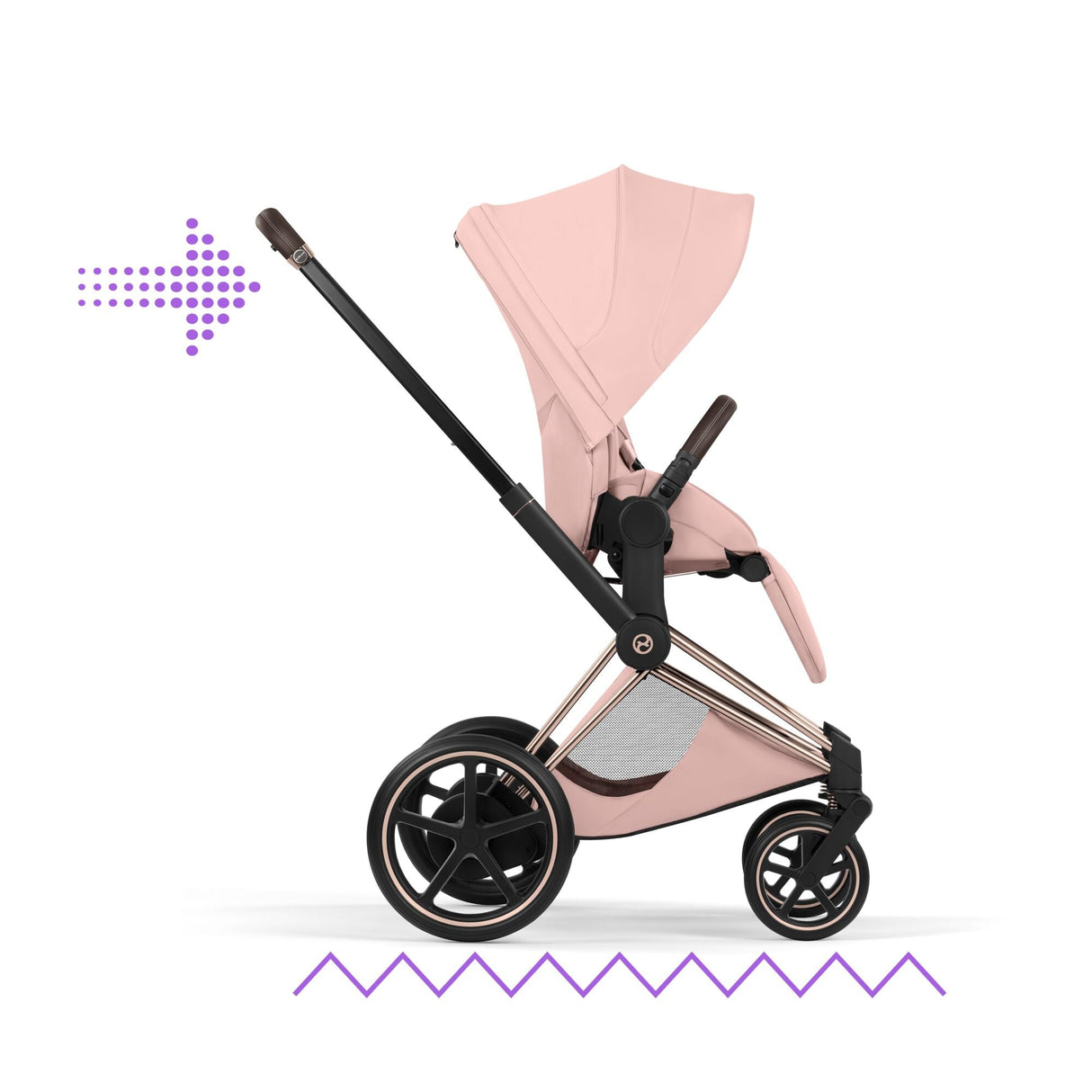 Cybex ePriam Style Pushchair - Peach Pink with Rose Gold Frame