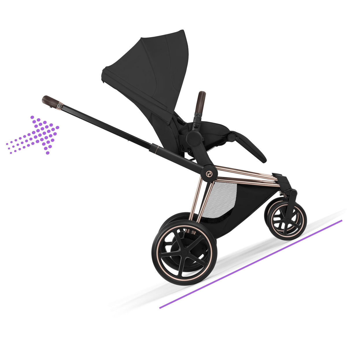 Cybex ePriam Style Pushchair - Sepia Black with Rose Gold Frame
