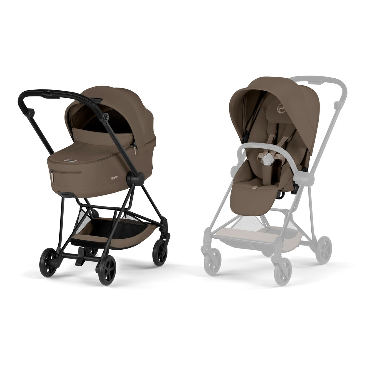 Cybex MIOS Comfort Set (Pushchair & Carrycot) - Coconut Brown with Matt Black Frame