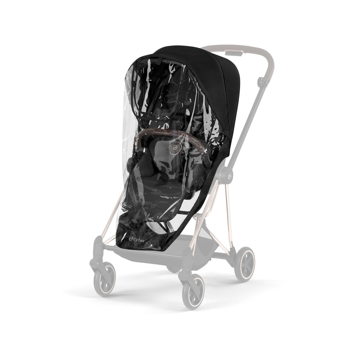 Cybex Mios Style Pushchair & Fold Cot Bundle - Sepia Black & Rose Gold Frame