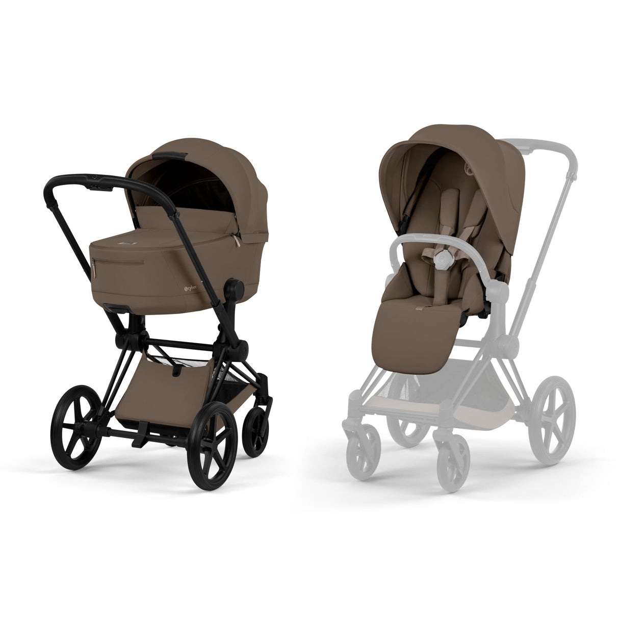Cybex Priam Comfort Set (Pushchair & Carrycot) - Coconut Brown with Matt Black Frame