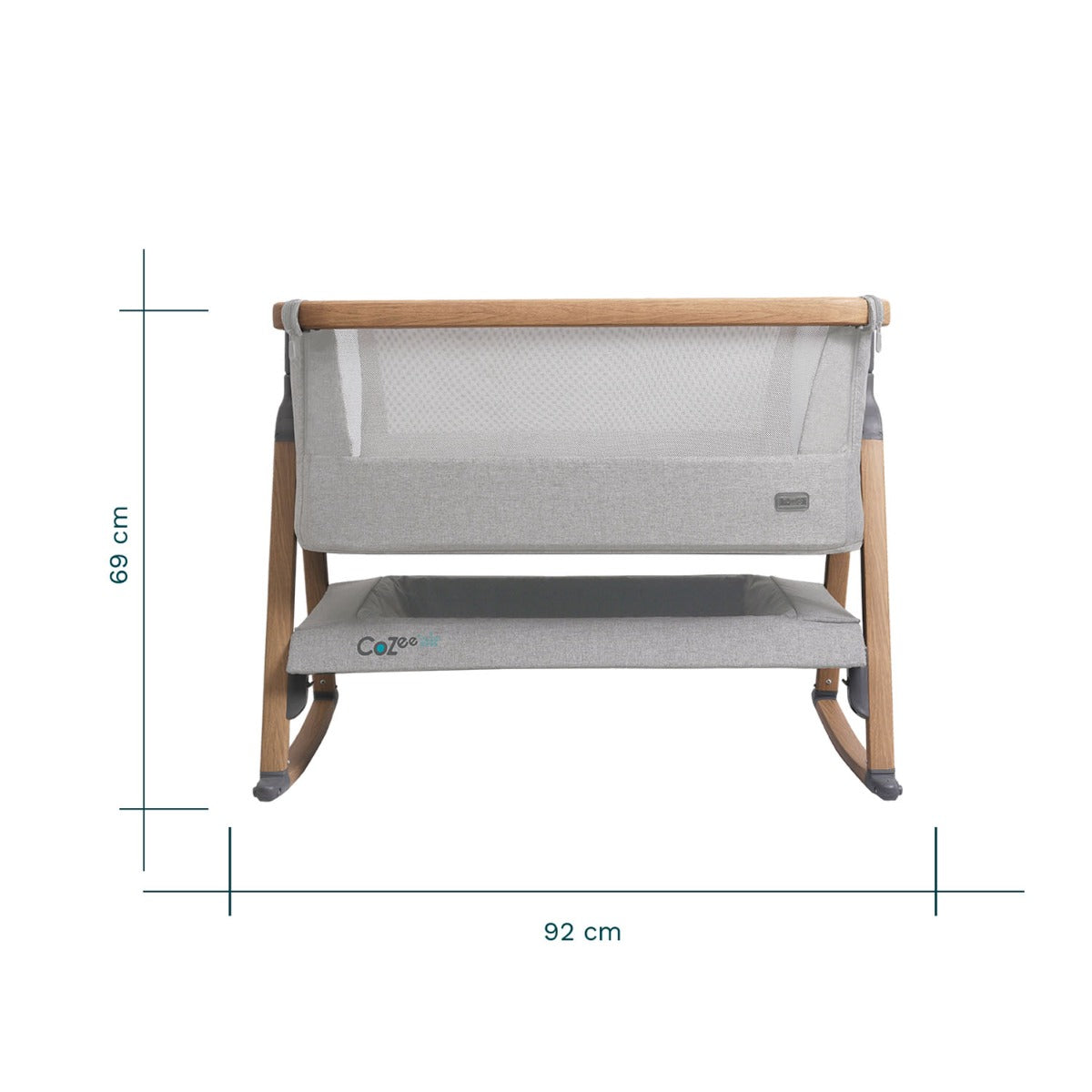 Tutti Bambini CoZee Air Bedside Crib - Oak and Silver