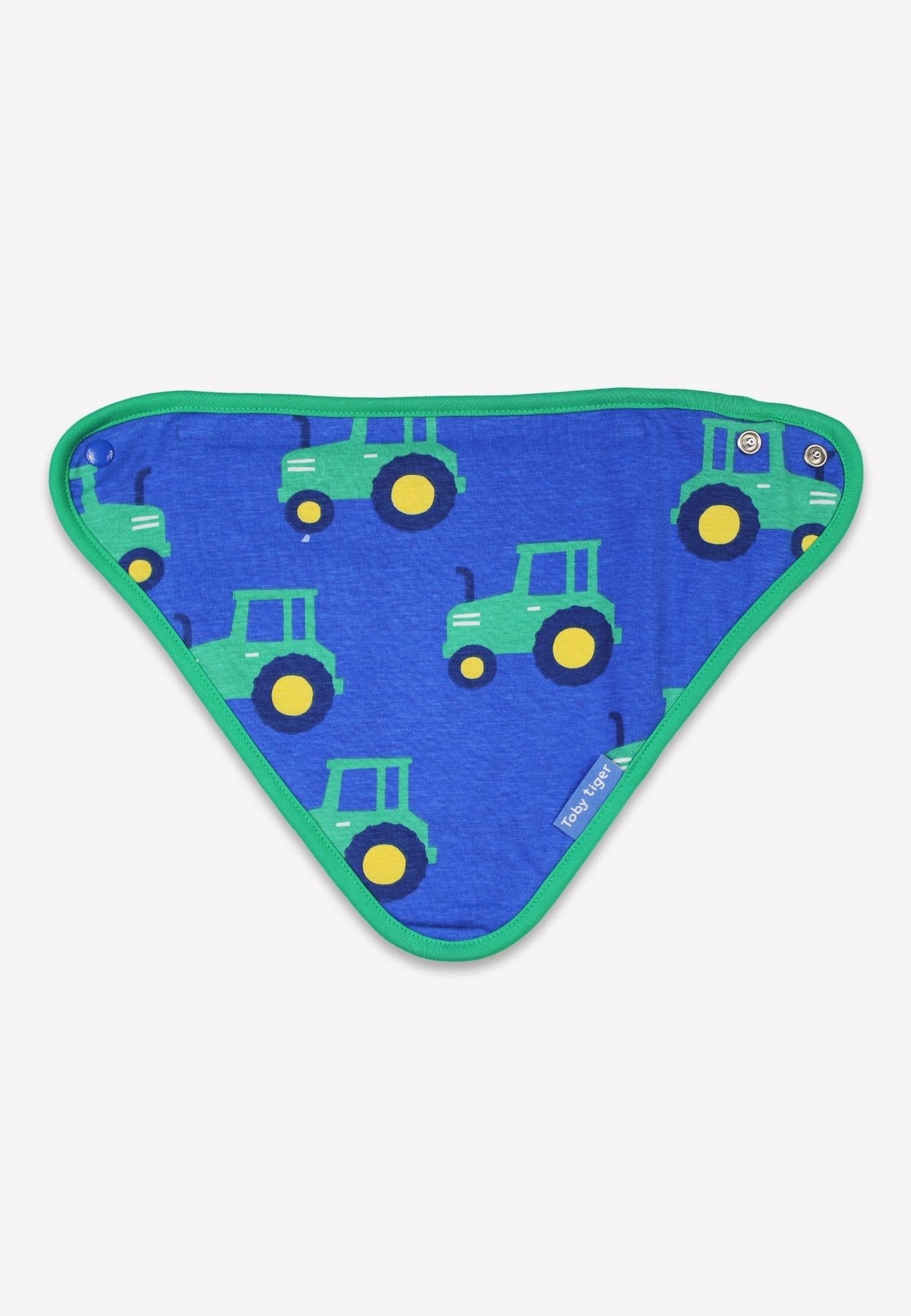 Toby Tiger Organic Hillside Tractor Print Dribble Bib