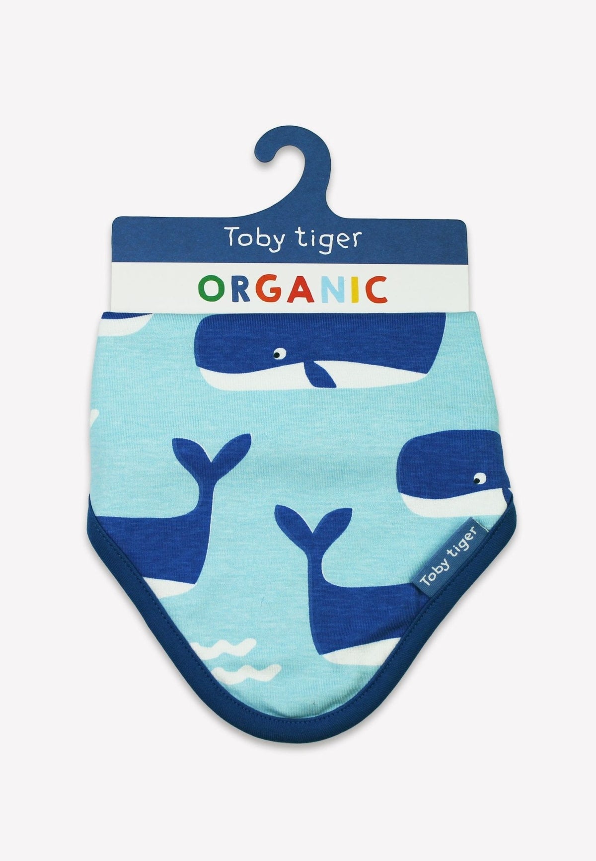 Toby Tiger Organic Whale Waves Print Dribble Bib
