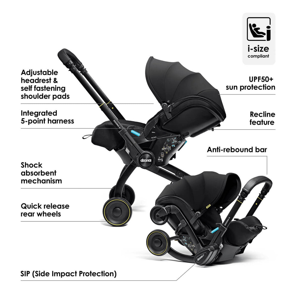 Doona X Infant Car Seat Stroller - Nitro Black