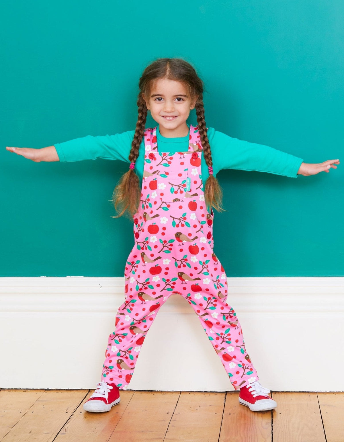 Toby Tiger Organic Robin Print Dungarees
