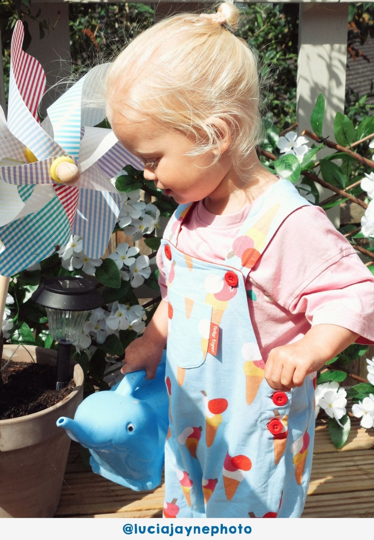 Toby Tiger Organic Ice Cream Cones Print Dungaree Shorts