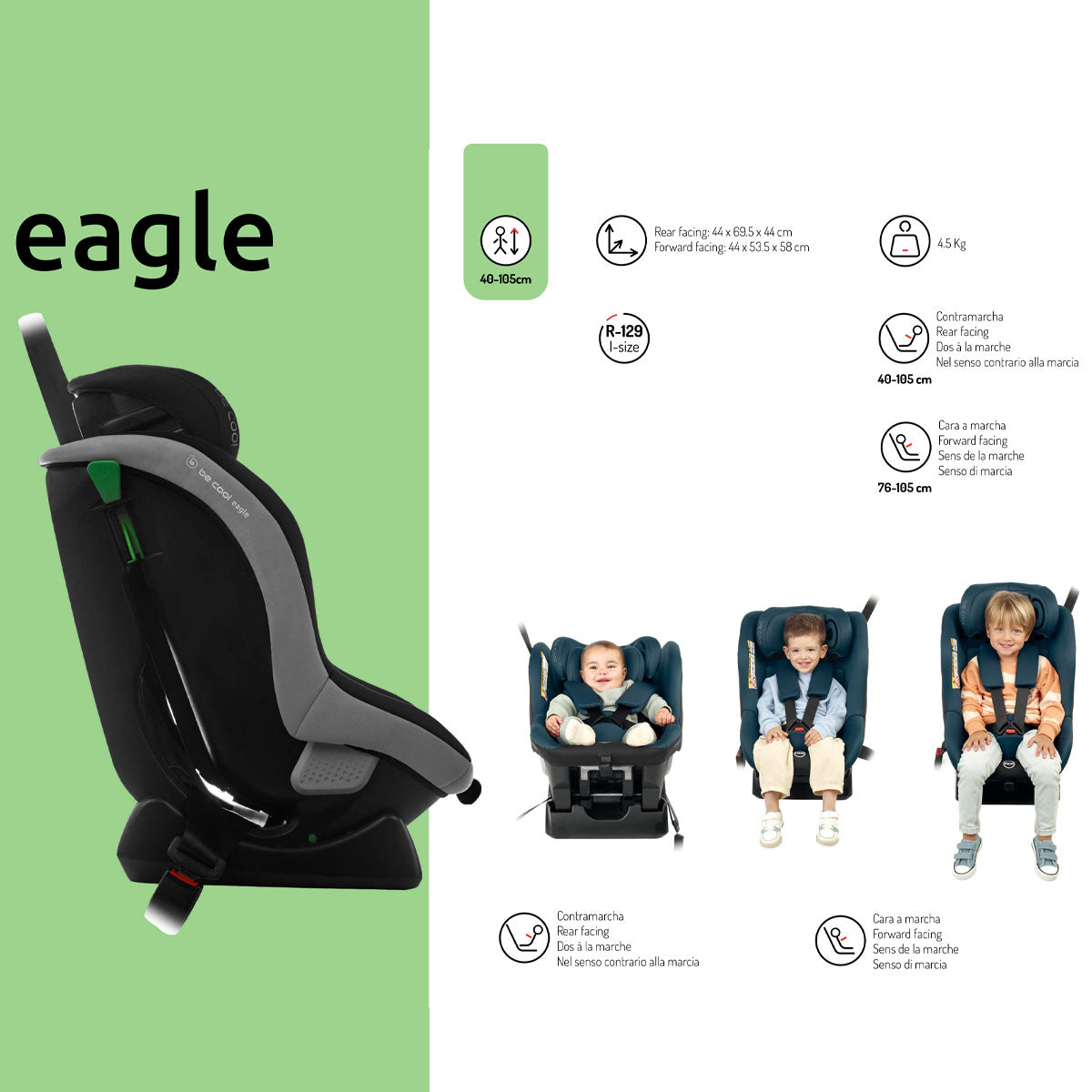 Be Cool Eagle i-Size Car Seat, 40–105 cm (0–4 Years)