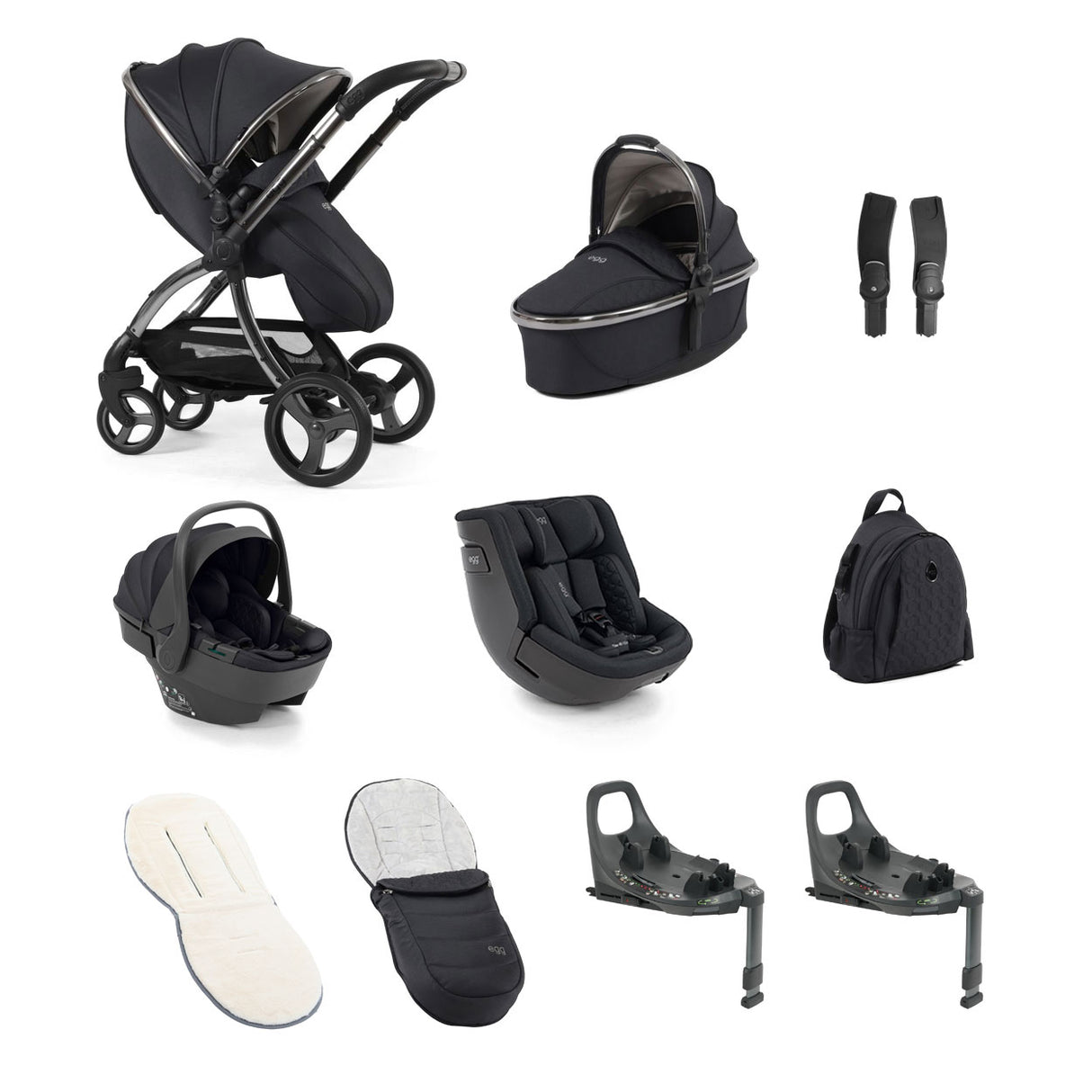 Egg 3 Ultimate Shell 360 Travel System Bundle - Carbonite