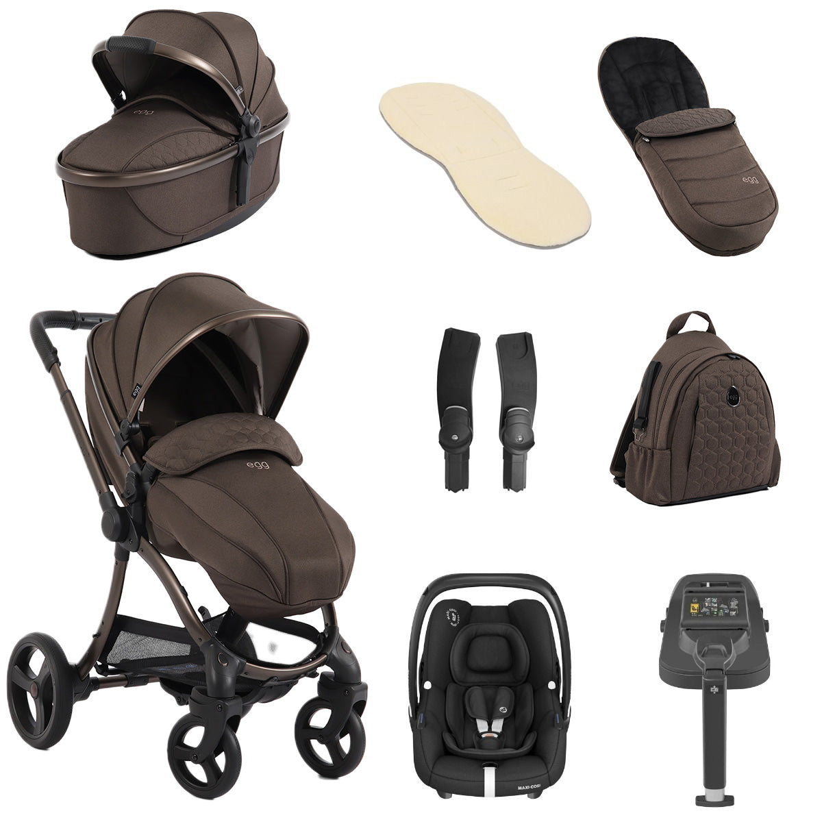 Egg 3 Luxury Maxi-Cosi Cabriofix i-Size Travel System Bundle - Chocolate Velvet