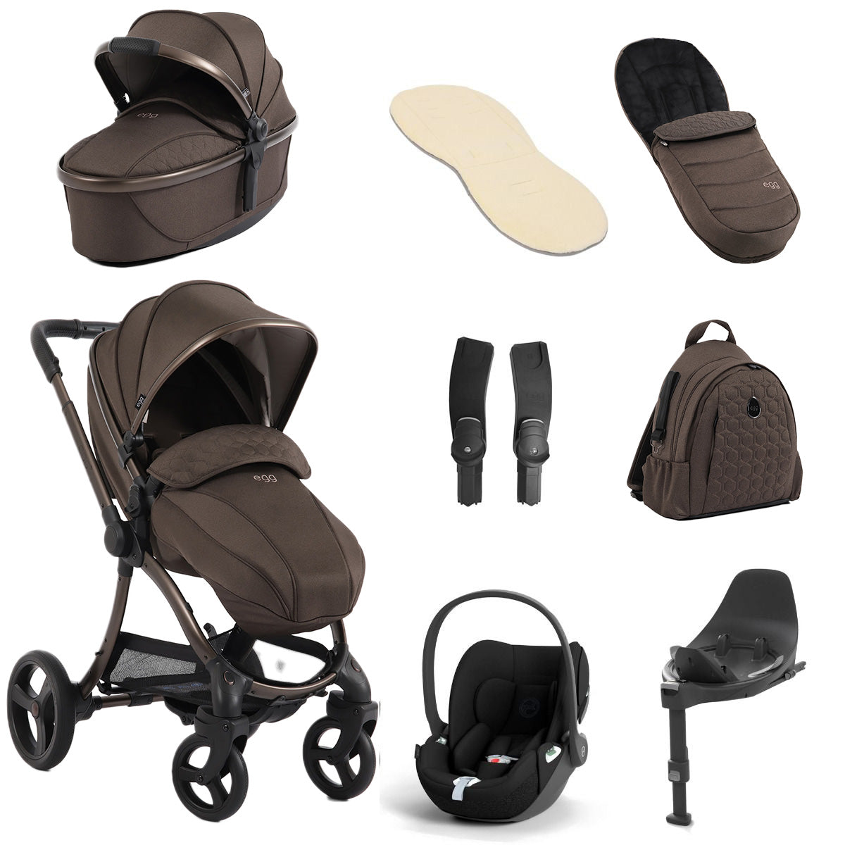 Egg 3 Luxury Cybex Cloud T i-Size Travel System Bundle - Chocolate Velvet