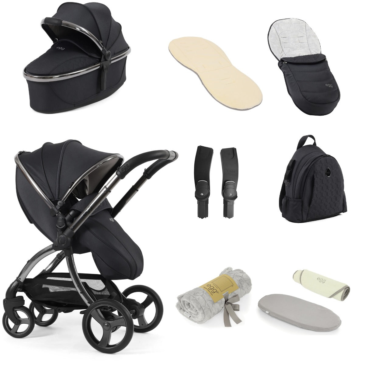 Egg 3 Stroller 9 Piece Snuggle Accessory Bundle - Carbonite