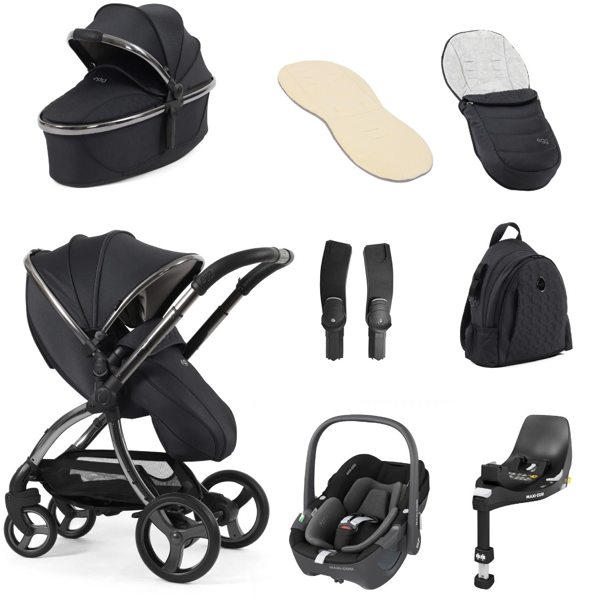 Egg 3 Luxury Maxi-Cosi Pebble 360 i-Size Travel System Bundle - Carbonite
