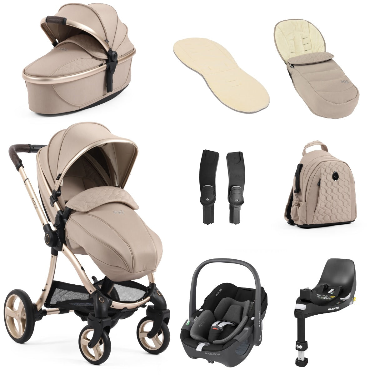 Egg 3 Luxury Maxi-Cosi Pebble 360 i-Size Travel System Bundle - Feather