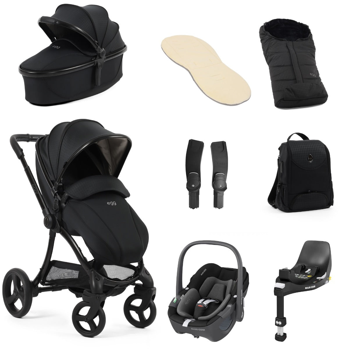 Egg 3 Luxury Maxi-Cosi Pebble 360 i-Size Special Edition Travel System Bundle - Houndstooth Black
