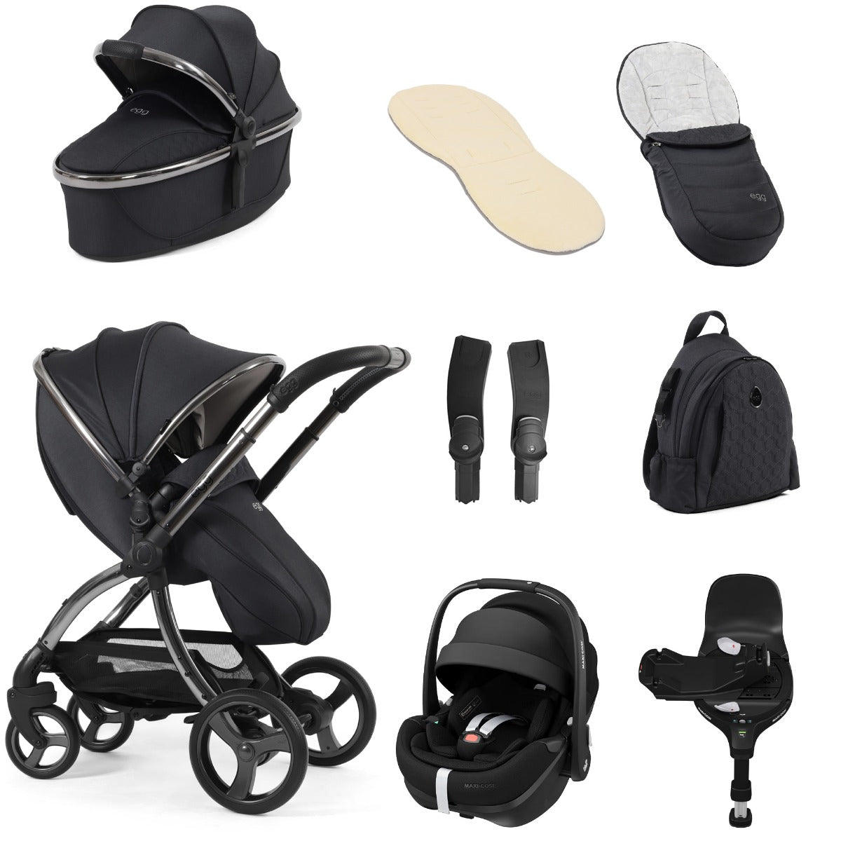Egg 3 Luxury Maxi-Cosi Pebble 360 Pro2 i-Size Travel System Bundle - Carbonite
