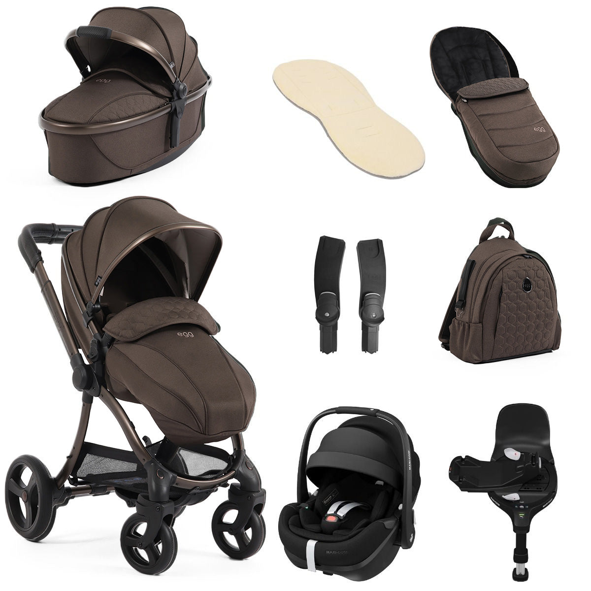 Egg 3 Luxury Maxi-Cosi Pebble 360 Pro2 i-Size Travel System Bundle - Chocolate Velvet