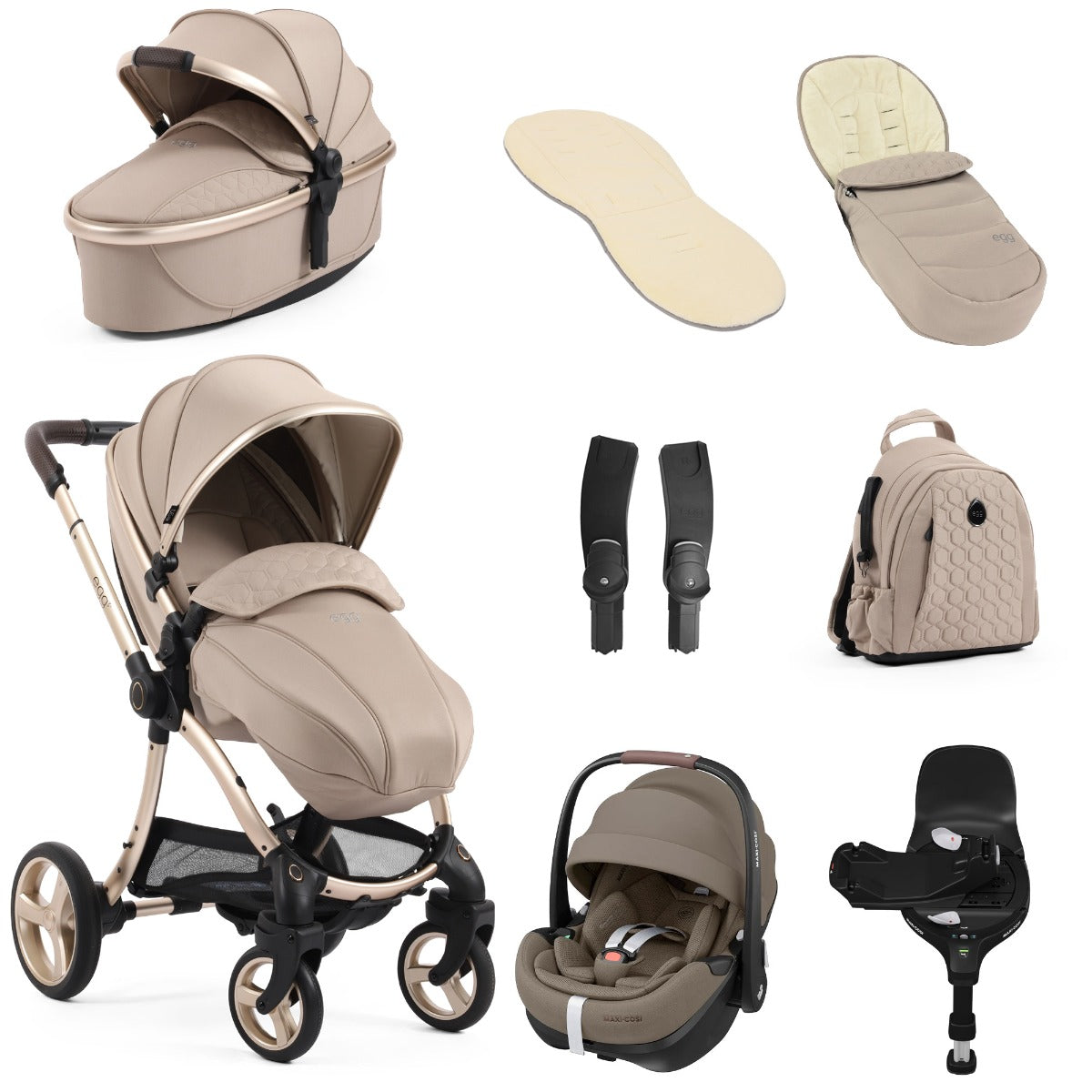 Egg 3 Luxury Maxi-Cosi Pebble 360 Pro2 i-Size Travel System Bundle - Feather