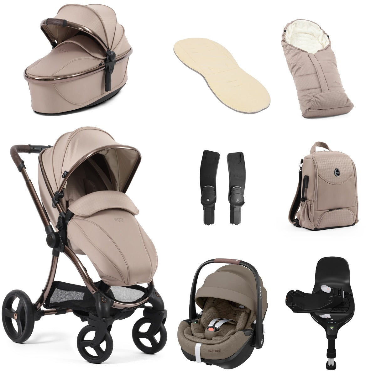 Egg 3 Luxury Maxi-Cosi Pebble 360 Pro2 i-Size Special Edition Travel System Bundle - Houndstooth Almond
