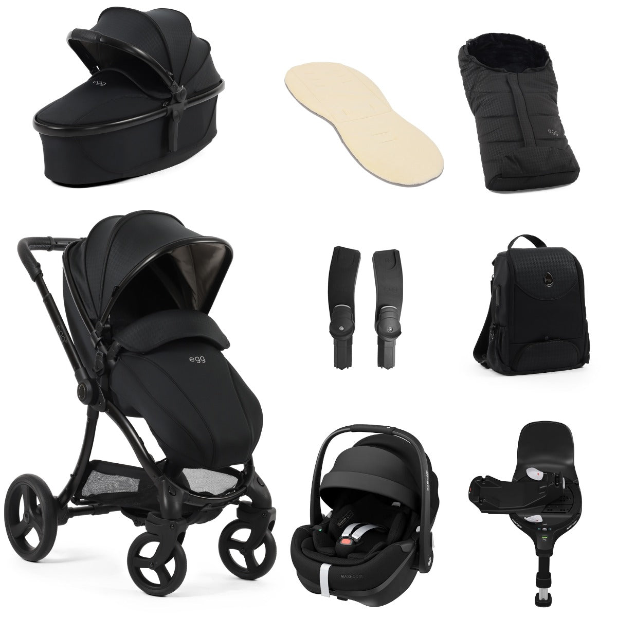Egg 3 Luxury Maxi-Cosi Pebble 360 Pro2 i-Size Special Edition Travel System Bundle - Houndstooth Black