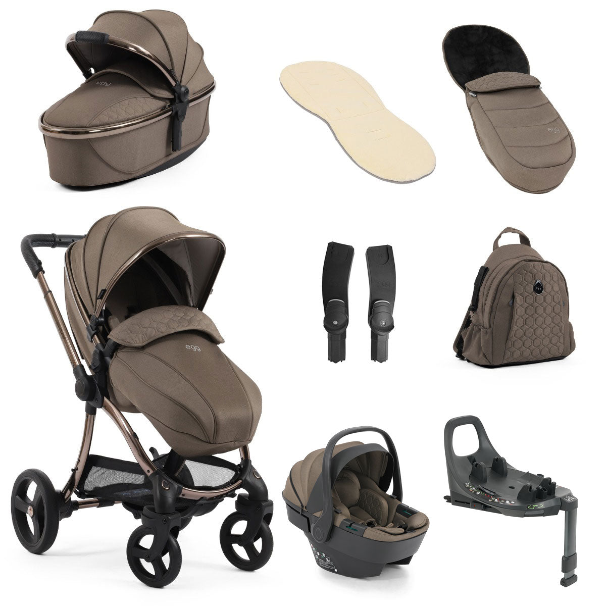 Egg 3 Luxury Shell 360 Travel System Bundle - Mink