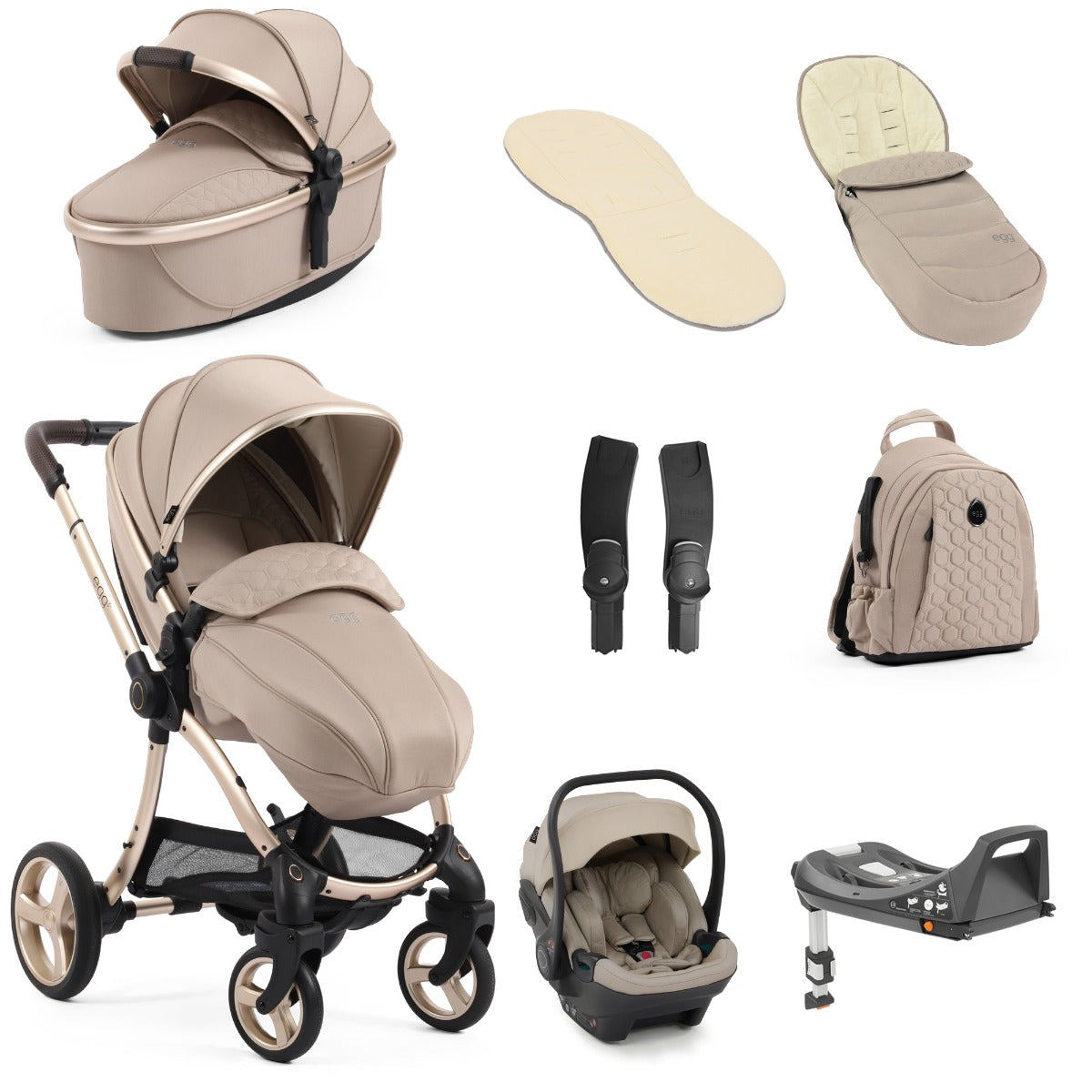 Egg 3 Luxury Shell i-Size Travel System Bundle - Feather