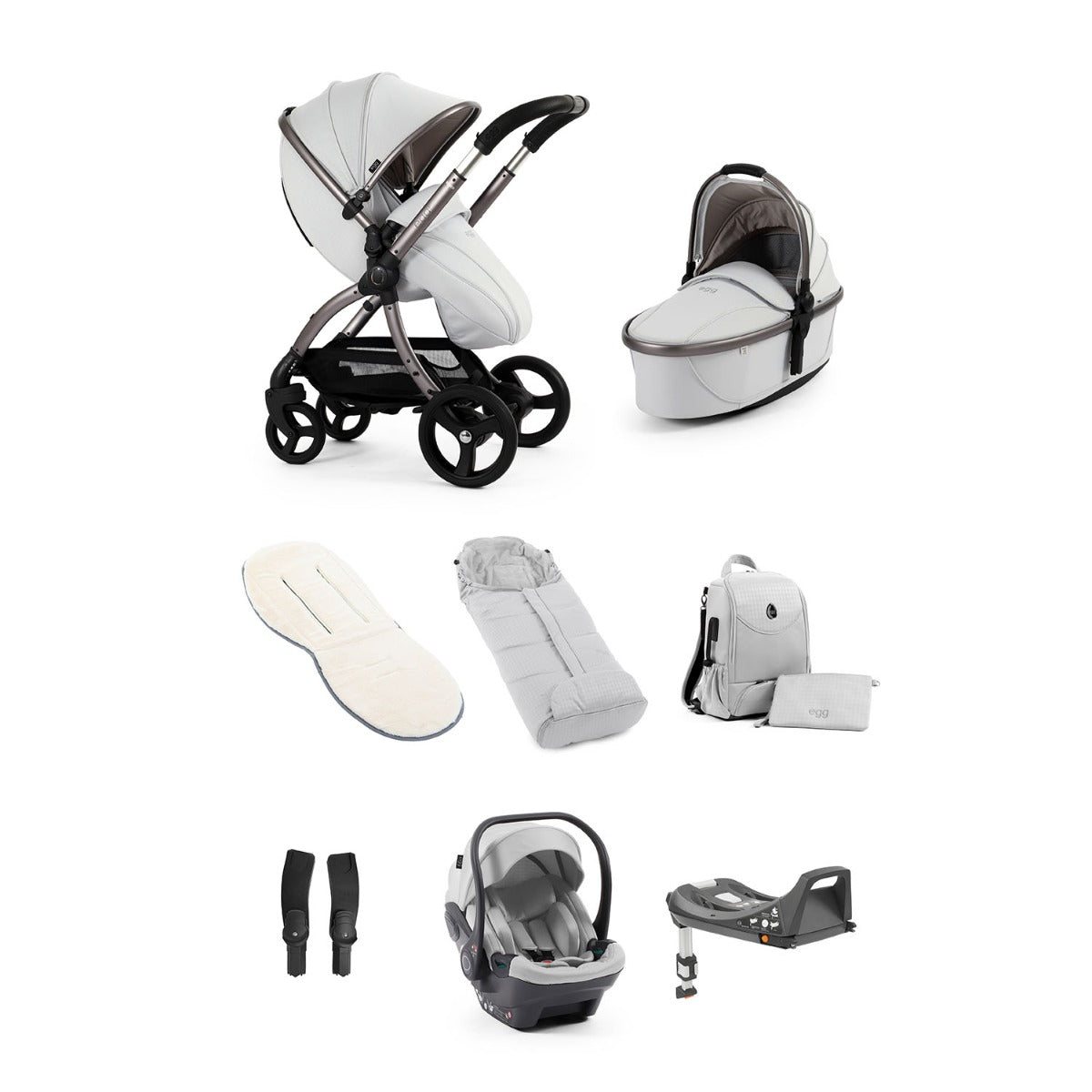 Egg 3 Luxury Shell i-Size Special Edition Travel System Bundle - Houndstooth Silver