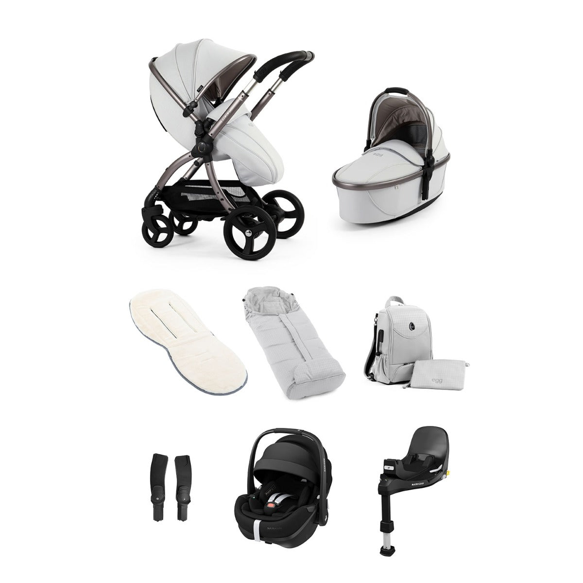 Egg 3 Luxury Maxi-Cosi Pebble 360 Pro2 i-Size Special Edition Travel System Bundle - Houndstooth Silver