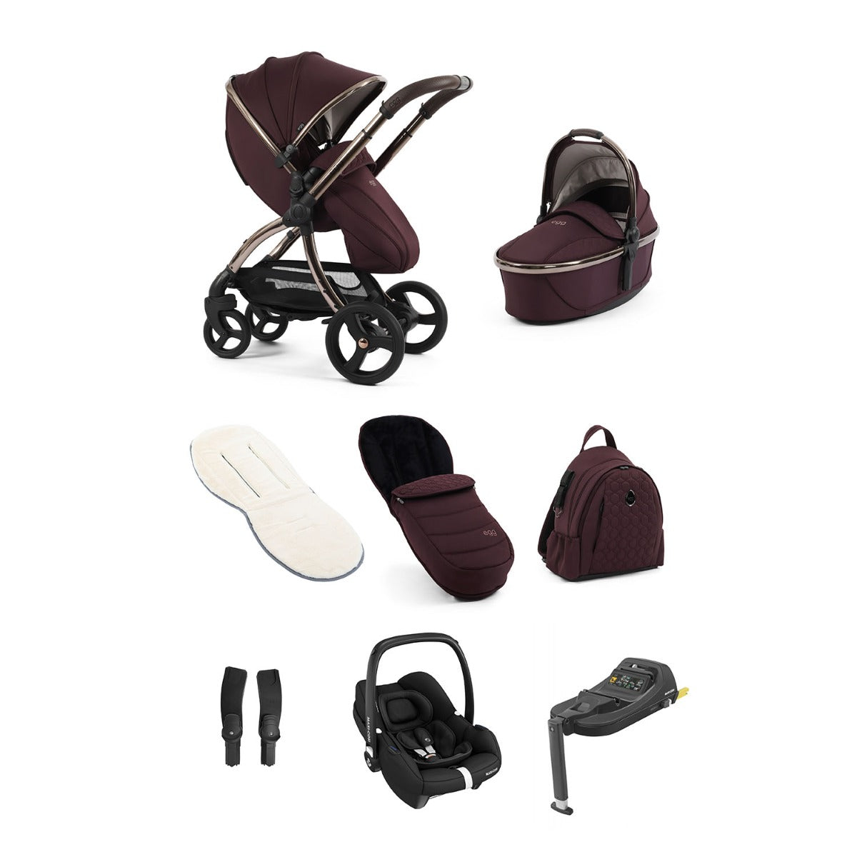 Egg 3 Luxury Maxi-Cosi Cabriofix i-Size Travel System Bundle - Mulberry