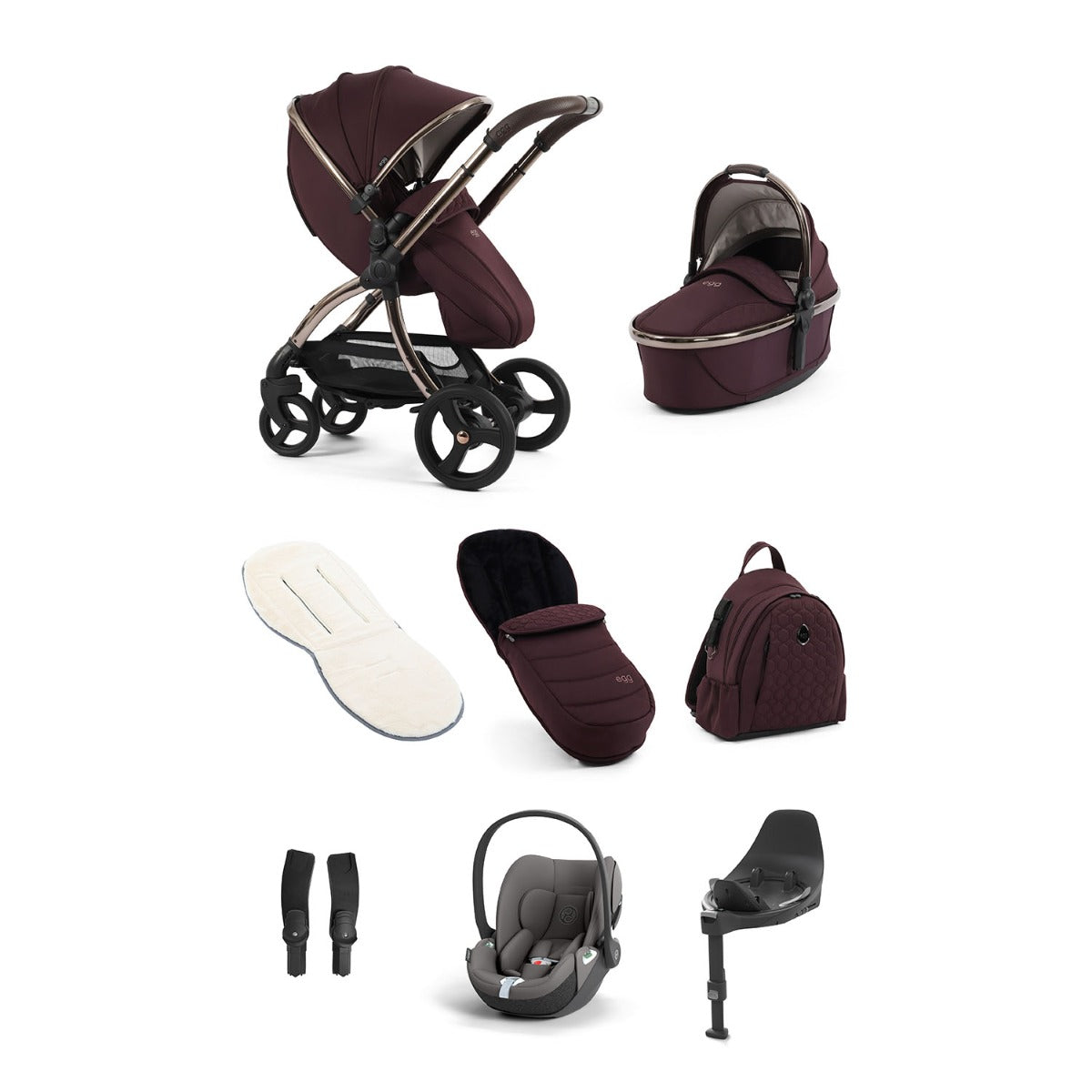 Egg 3 Luxury Cybex Cloud T i-Size Travel System Bundle - Mulberry