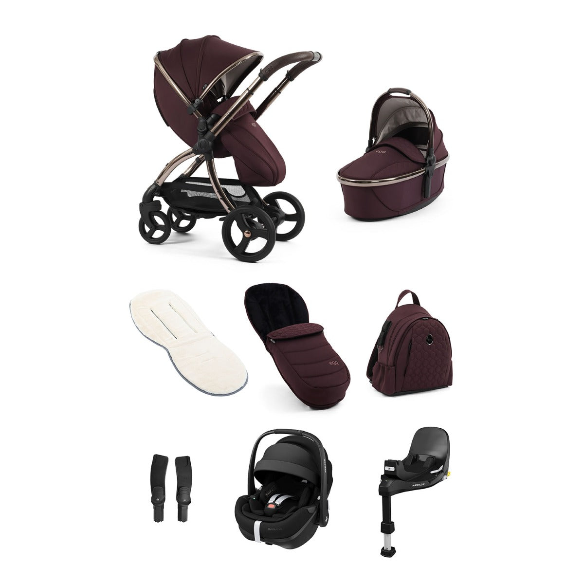 Egg 3 Luxury Maxi-Cosi Pebble 360 Pro2 i-Size Travel System Bundle - Mulberry