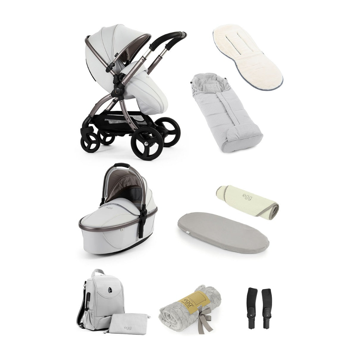 Egg 3 Stroller 9 Piece Snuggle Special Edition Accessory Bundle - Houndstooth Silver