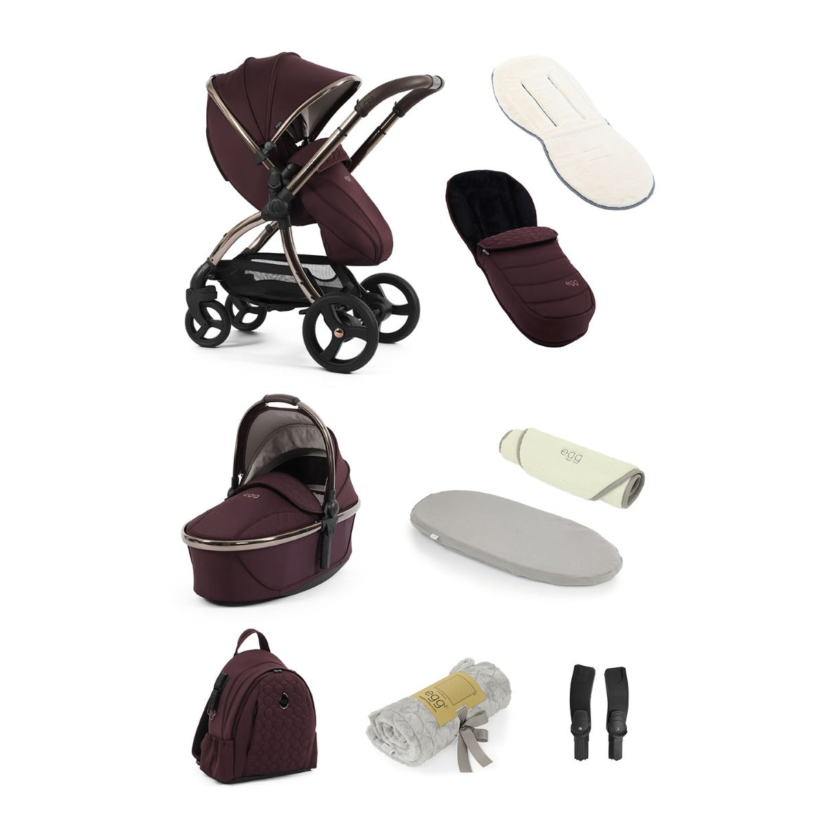 Egg 3 Stroller 9 Piece Snuggle Accessory Bundle - Mulberry