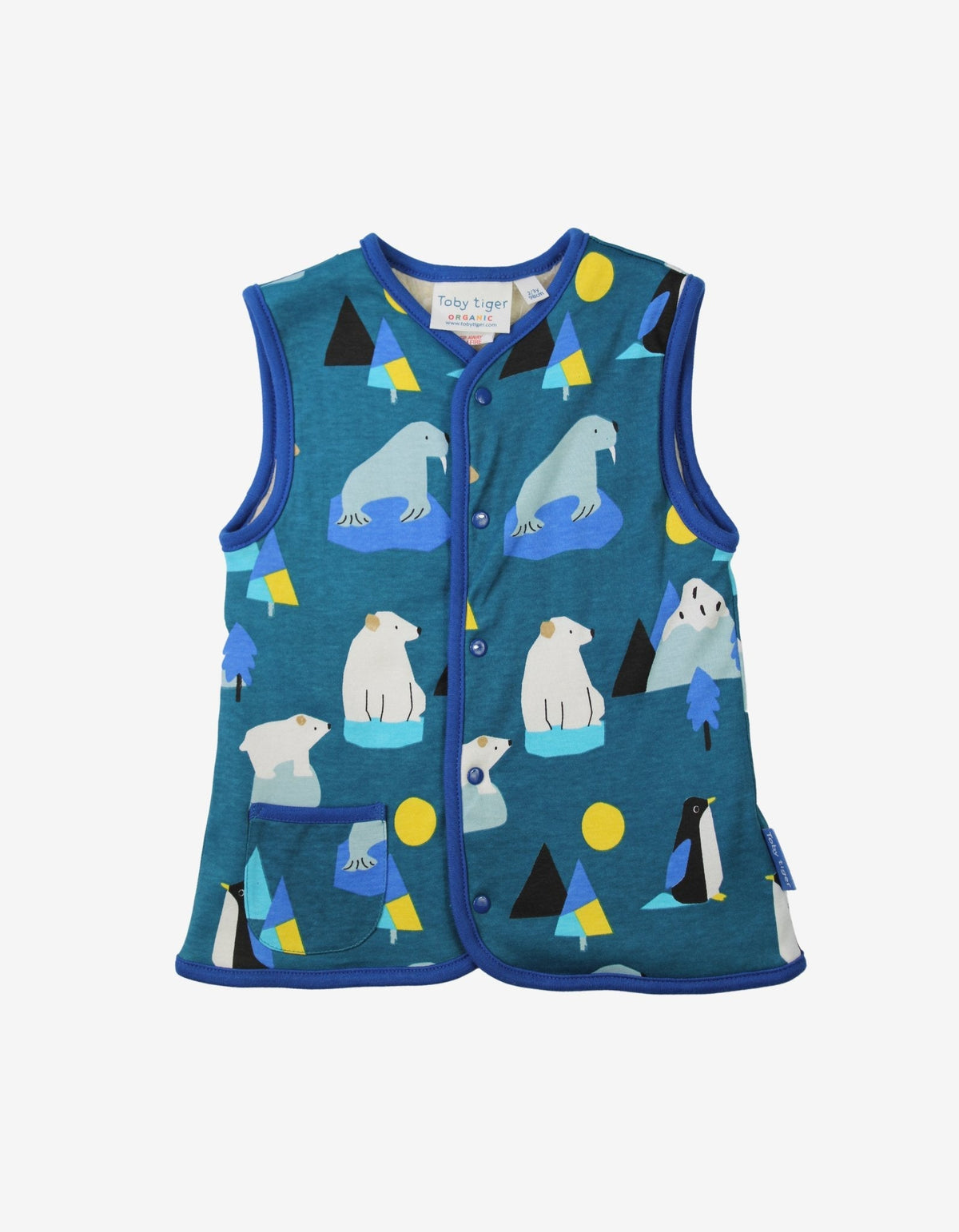Toby Tiger Organic Arctic Print Reversible Gilet