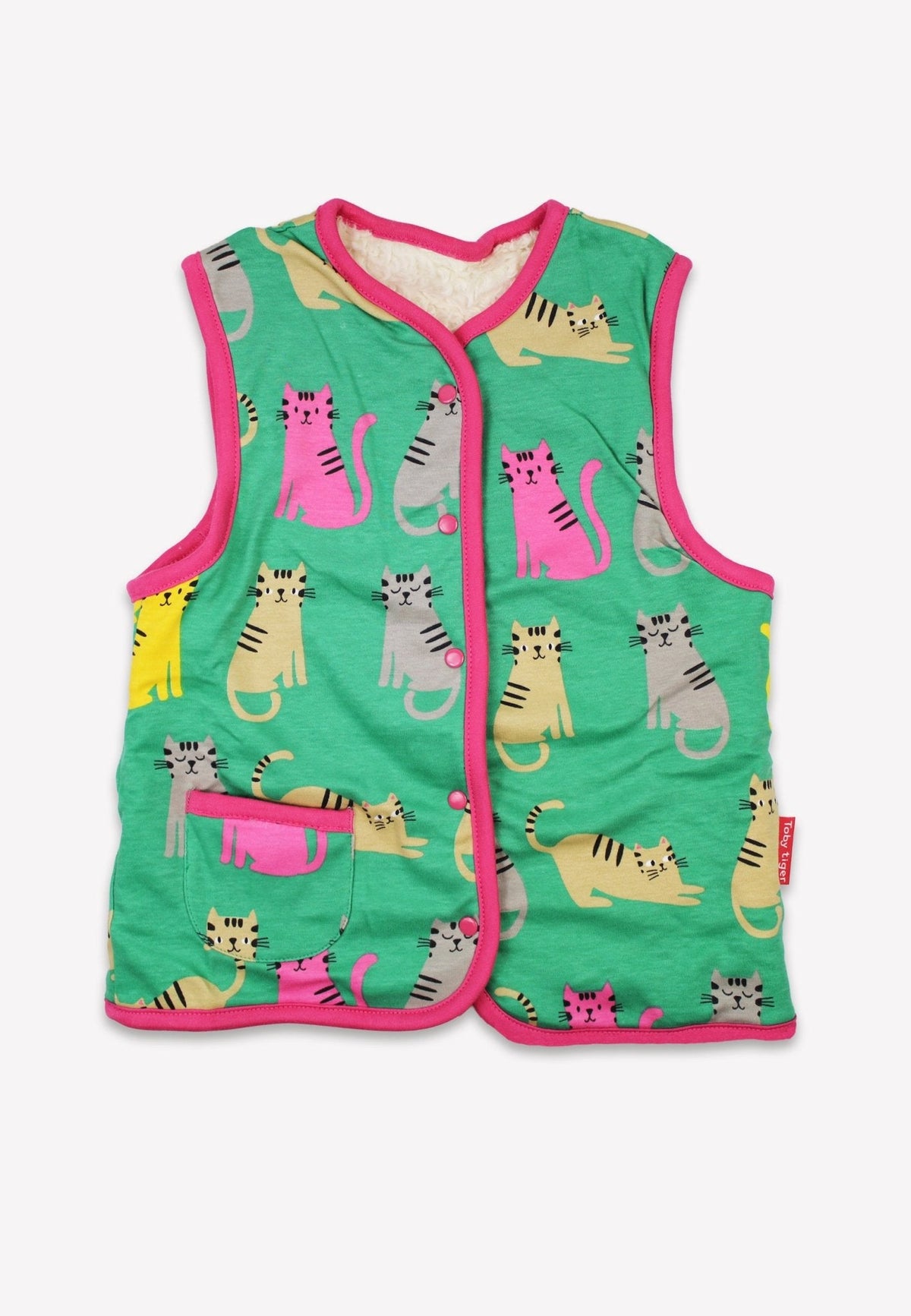 Toby Tiger Organic Kitten Print Reversible Gilet