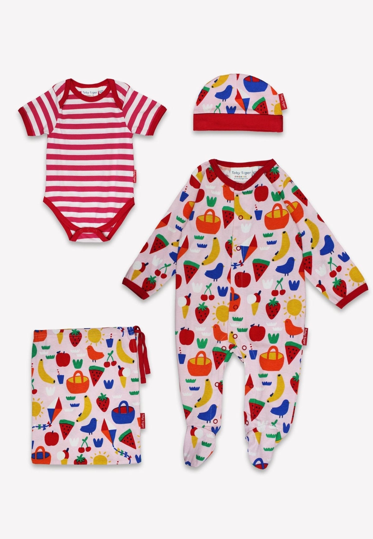 Toby Tiger Organic Picnic Print Baby Gift Set