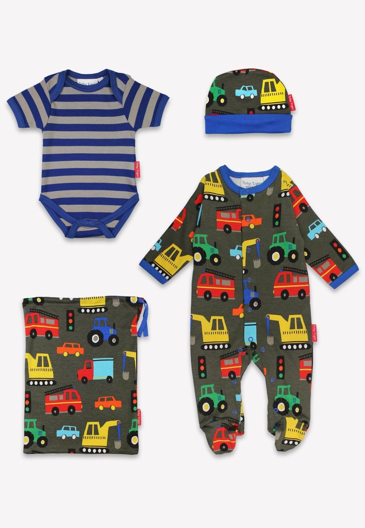 Toby Tiger Organic Transport Print Baby Gift Set