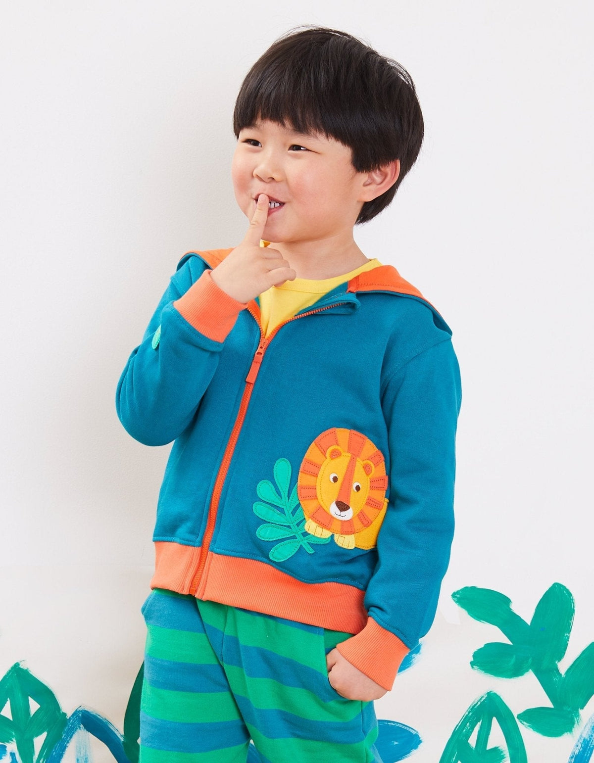 Toby Tiger Organic Lion Applique Hoodie