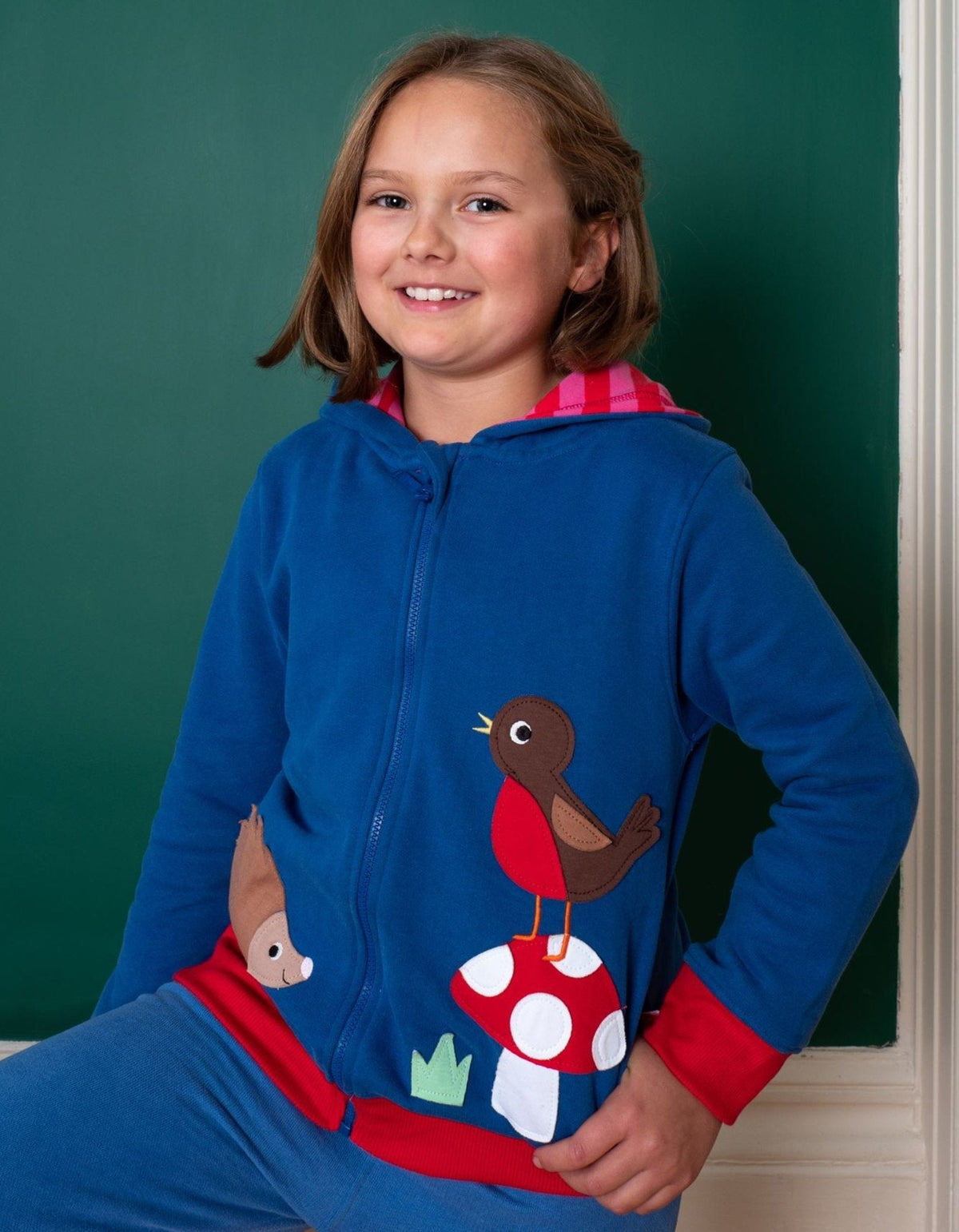 Organic Floral Mushroom Applique Hoodie