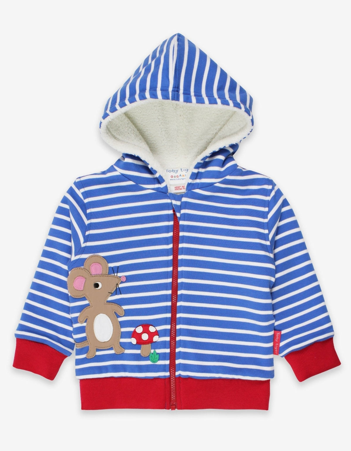 Toby Tiger Organic Mouse and Mushroom Applique Hoodie