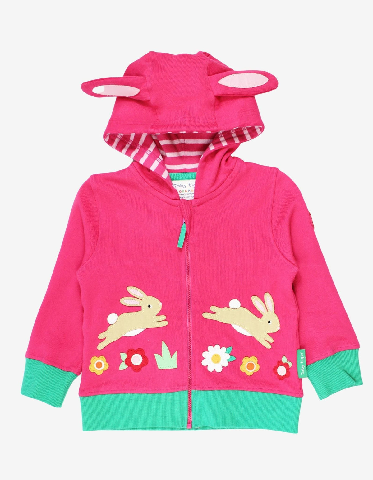Toby Tiger Organic Leaping Bunny Applique Hoodie
