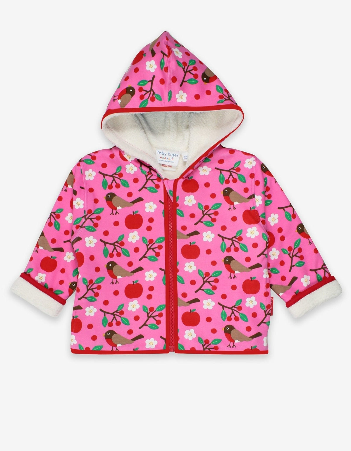 Toby Tiger Organic Robin Print Fleece Hoodie